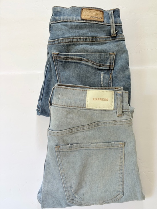 Express Denim - Express Jeans Bundle Women Size 4 Skinny Mid Rise Distressed Denim 2 Pair